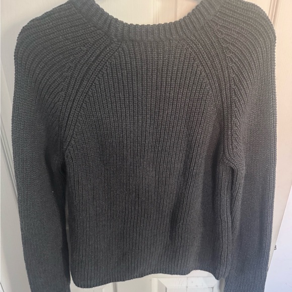 Quince Organic Cotton Gray Sweater Chunky Fisherman Crew Rib Ribbed Knit Size M - Picture 7 of 12